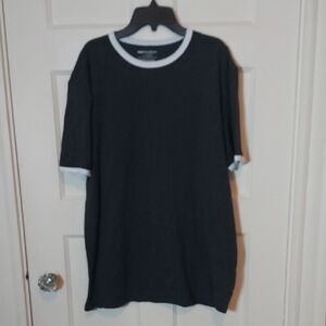 Paper Denim & Cloth Mens Ringer T-Shirt In Charcoal/White Short Sleeve Tee Large